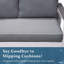 Causeuse de terrasse en aluminium 52,95 po avec accoudoirs et coussins en bois