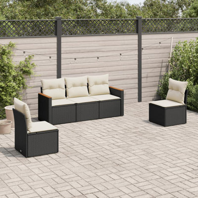 Ensemble de canapé de jardin noir pour l'extérieur