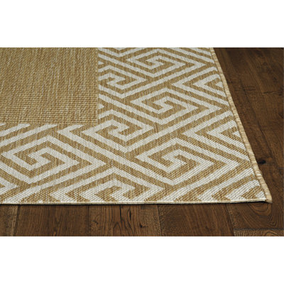 Square Geometric Tufted Beige Area Rug