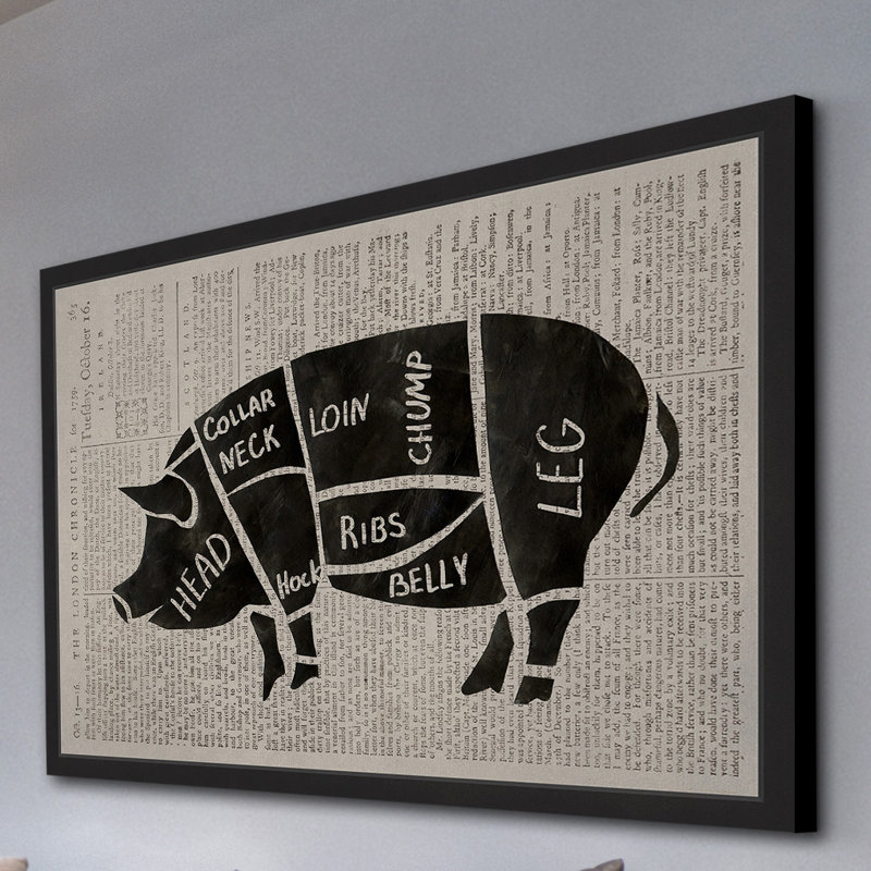 « porc coupes », reproduction d’art encadrée, H 24 po x l 36 po x P 1,5 po