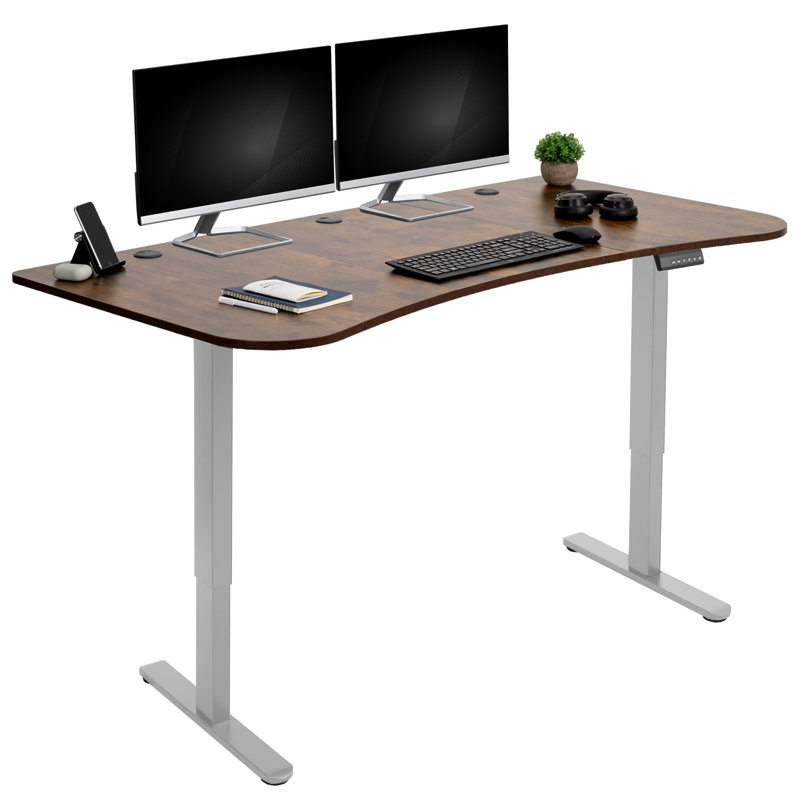 VIVO Electric 63" x 32" Stand Up Desk, E2B1B series, Vintage Brown/Gray