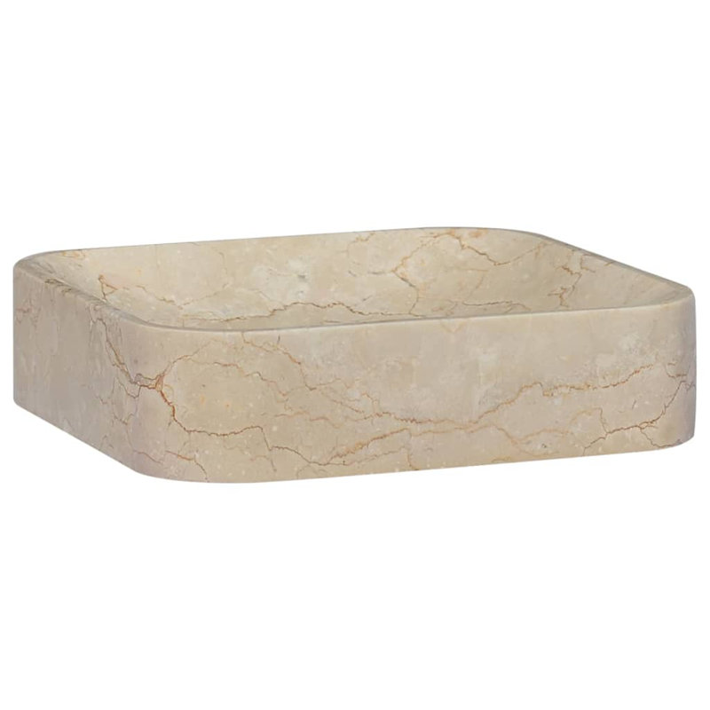 VidaXL Marble Rectangular Bathroom Sink, Cream