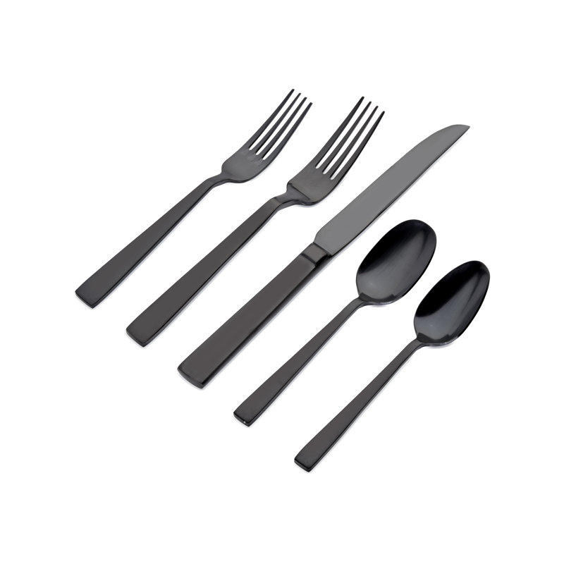Fourchette à dîner en acier inoxydable 18/10 Roman, Noir mat