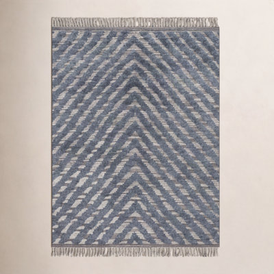 Tapis bleu noué à la main Benjamin