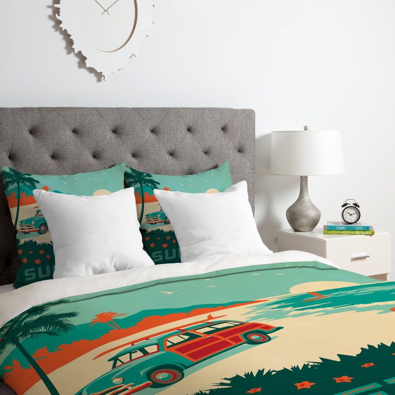 Ensemble de housse de couette surfs up, Housse de couette simple / simple TG et 1 taie dé