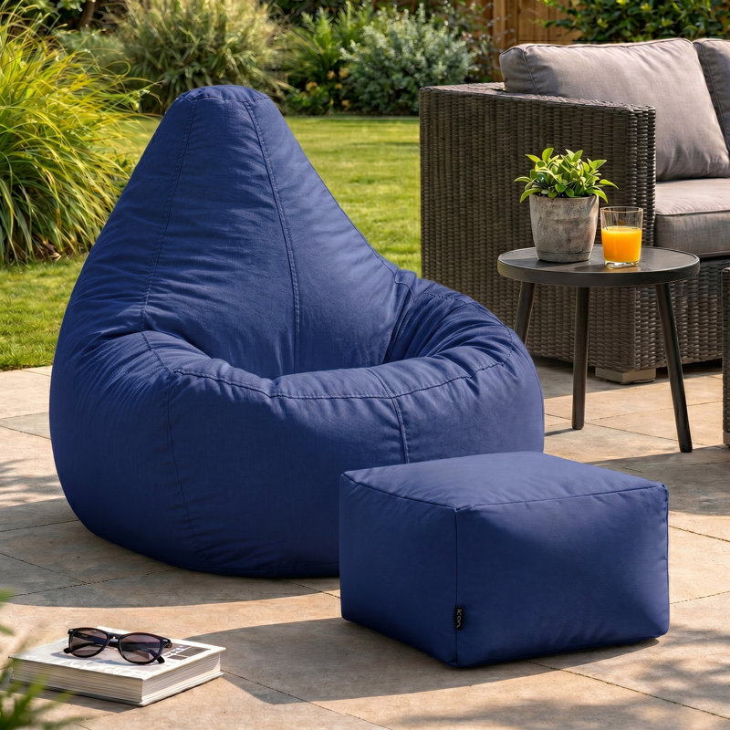 icon Recliner Bean Bag Chair & Pouffe, Navy Blue