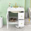 Meuble-lavabo mural 24 po avec lavabo en céramique, armoire de porte en verre et 2 tiroirs 24 po-79788012