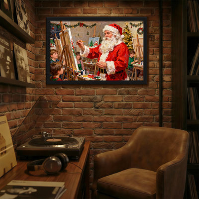 Christmas Santa Painting With Children In Workshop