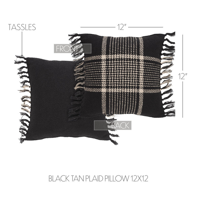  Throw Square Pillow Cover & Insert, Black