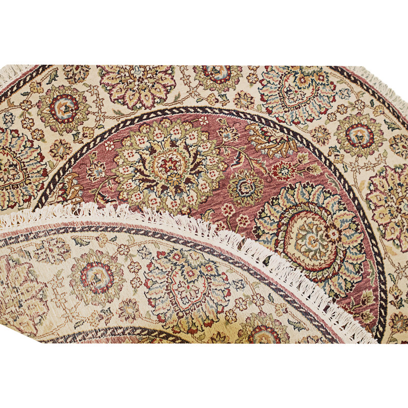 High-Quality Hand-Knotted Rose And Ivory Area Rug