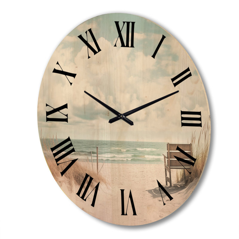 Horloge murale de plage Beach Grass Landscape II, Très grand
