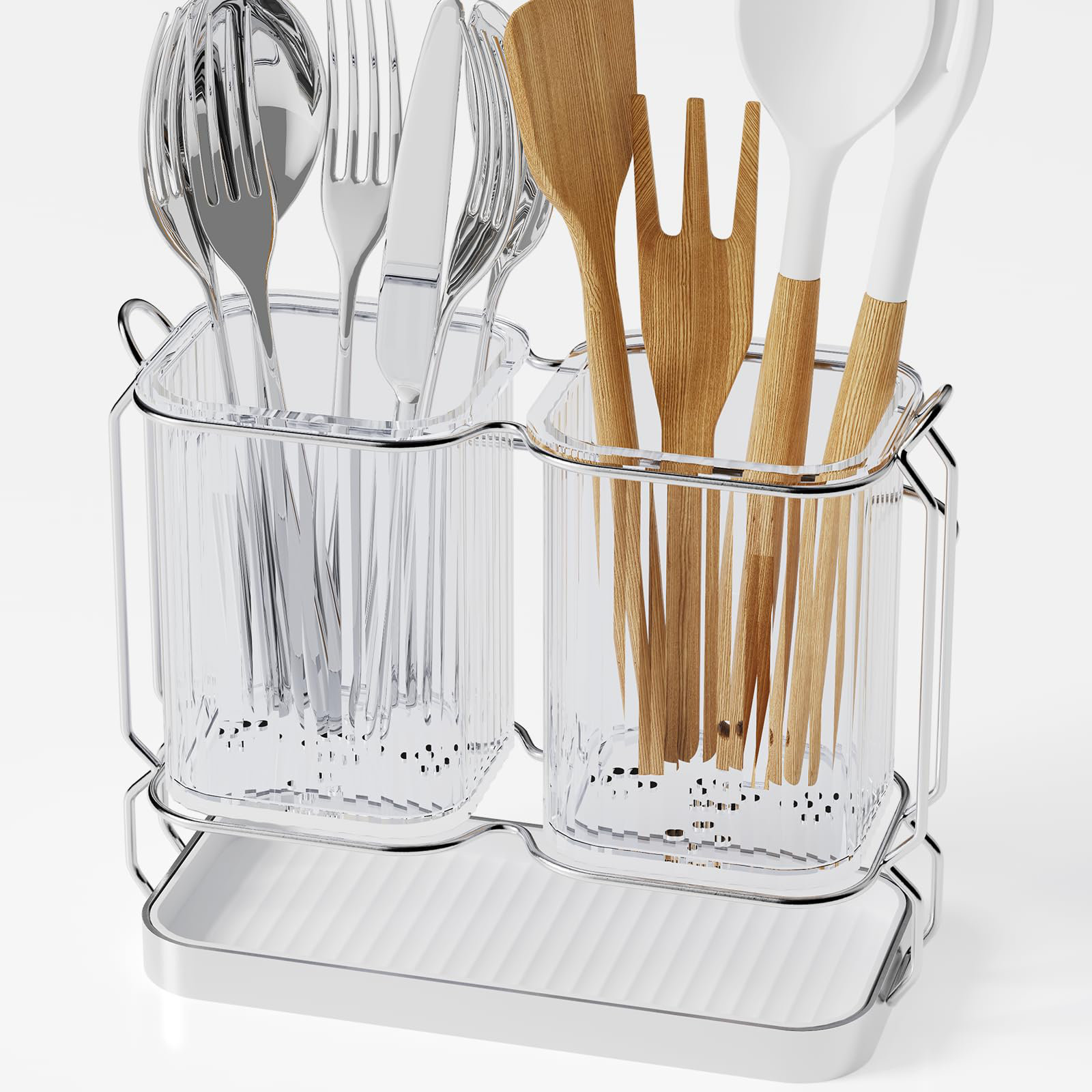 Latitude Run® Utensil Holder, Silverware Caddy, 2 Cup Flatware ...