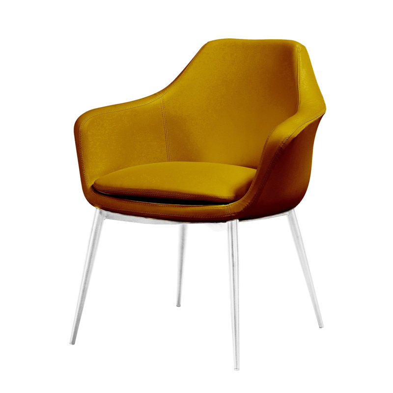 Teegan 19'' H Upholstered Metal Armchair, Stainless Steel, Apricot