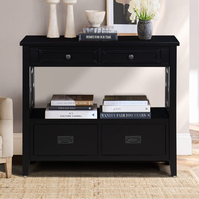 36'' Farmhouse Pine Wood Console Table Entry Sofa Table With 4 Drawers & 1 Storage Shelf For Entryway Living Room Bedroom Hallway Kitchen