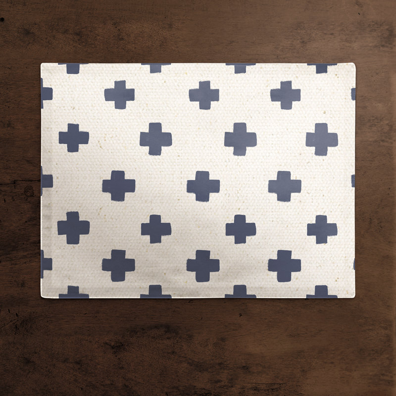 Napperon à motif de croix suisse., Bleu