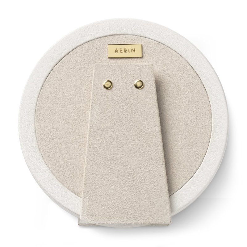 Shadow White Round Leather Picture Frame with Glass Protector