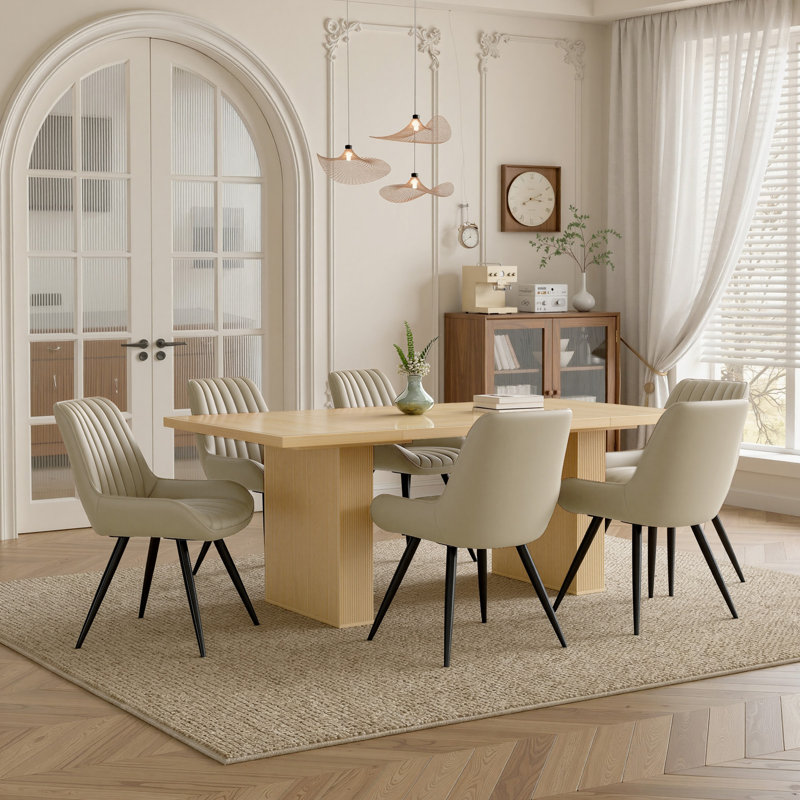 Ensemble de table de salle à manger 7 pièces Fecteau Modern Farmhouse, Natural, Beige