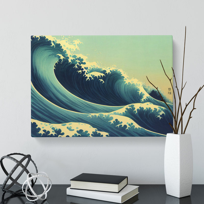 Lively Japanese Wave - Wrapped Canvas, 35cm H x 50cm W x 3cm D