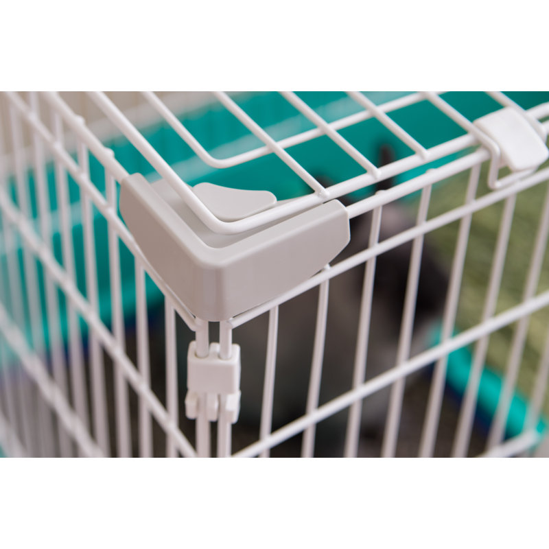 Large Green and Blue Portable Wire Guinea Pig Cage with Wheels