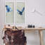 «Flying Cranes Abstract Birds Expressive Blue Animal Flight», ensemble de 2 impressions-104597450-104597449