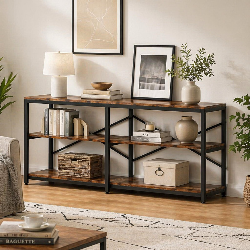 Canapé rustique de style campagnard, table de couloir 3 étages, console, meuble télé, bibliothèque