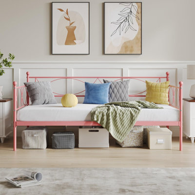 Twin Metal Daybed | Durable Steel Frame with Headboard | Space-Saving Sofa Bed for Bedroom or Guest Room by House of Hampton