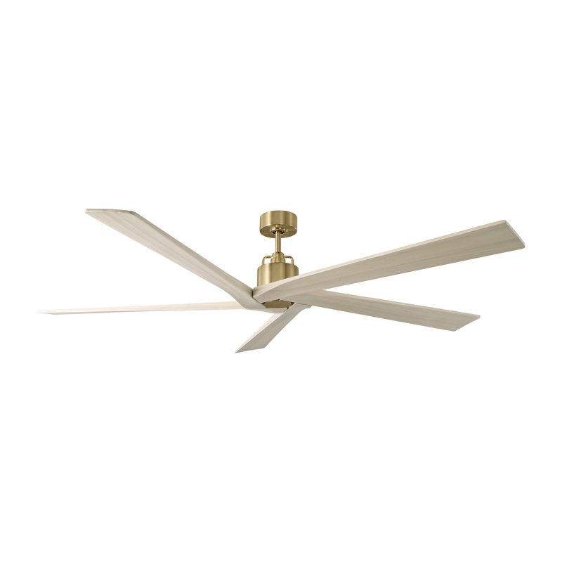 Visual Comfort Fan Aspen 70 Indoor Ceiling Fan with Washed White Oak blades and Handheld Remote, Burnished Brass