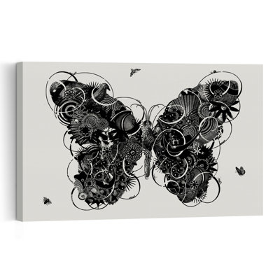 Steampunk Butterfly Gears Abstract Industrial Surreal Butterfly Wall Art Print by Jaco Putker - Print