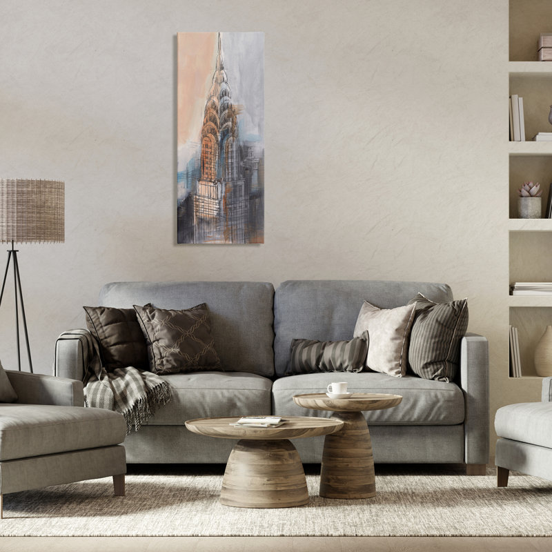  «City Tower», art mural sur toile par Ethan Harper, H 40 po x l 17 po