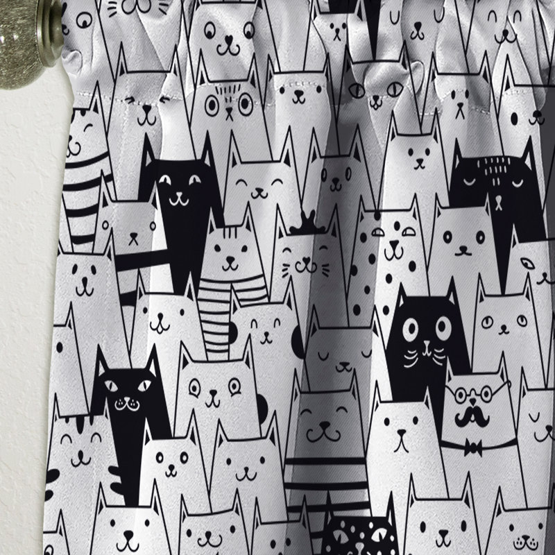 Motif de chats - Rideau simple occultant à motif animalier, L 52 po x L 108 po