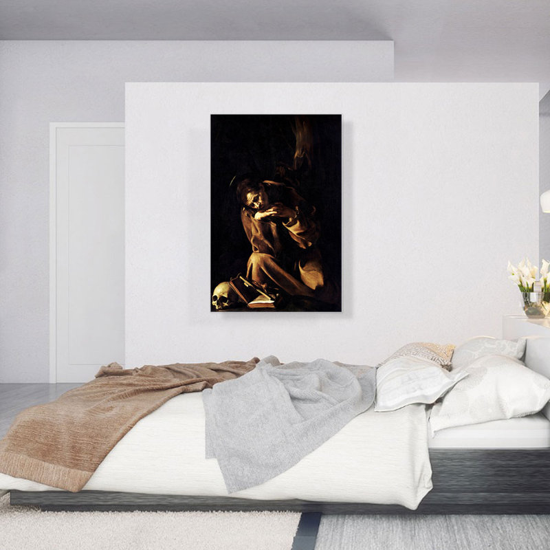Saint François en méditation - reproduction, H 40 po x l 26 po x P 0,75 po