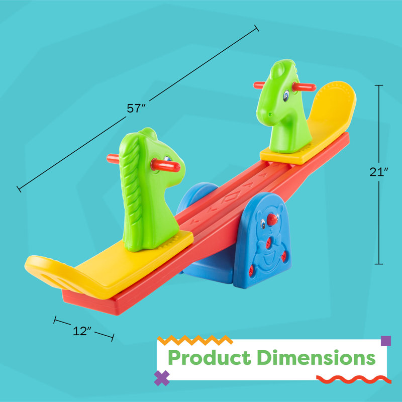 Hey Play Teeter Totter - Balançoire à bascule pour cour ou salle de jeux avec poignées Easy-Grip - Équipement de jeu intérieur ou extérieur pour tout-petits