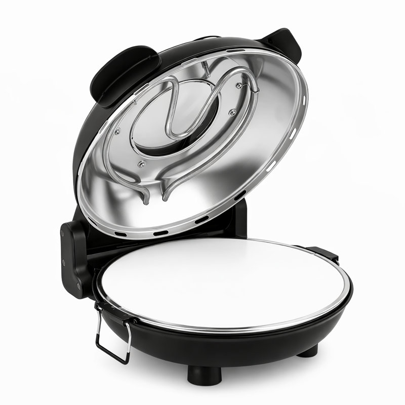 Nutrichef Countertop Pizza Maker - Electric Pizza Oven With Temperature Controls, Window And Thermometer (Black), Black