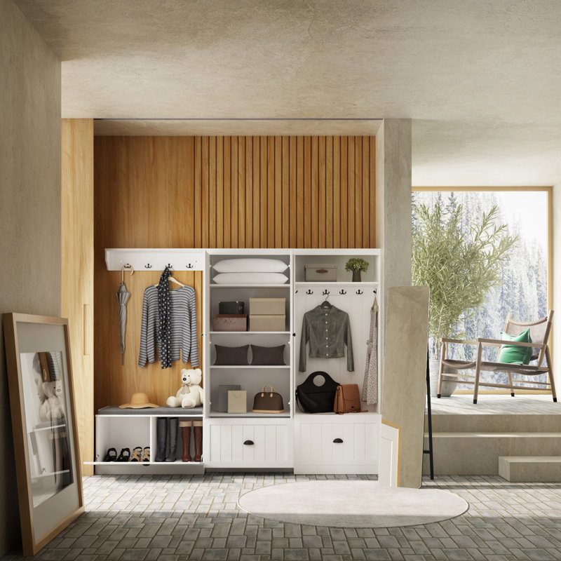 Faera Hall Tree 86.8'' Wide with Bench and Shoe Storage