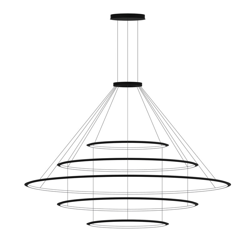 Circular 5 - Light LED Chandelier, Black, 3000K, Black