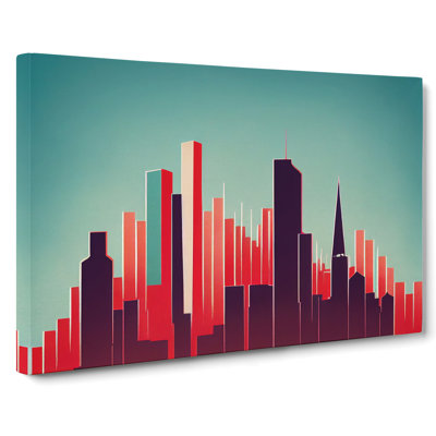 Idyllic Skyscraper Skyline Abstract - Wrapped Canvas