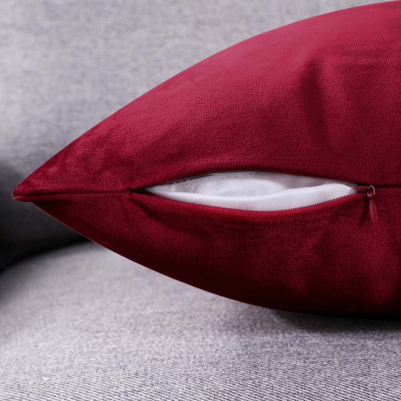 Decorative Throw Soft Linen Cushion Covers Pillow Covers (Set of 4), Square 26", Wine Red
