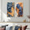 Fleurs d'hydrangées aqua sur glissade en bois I - impressions sur toile florales 2 panneaux