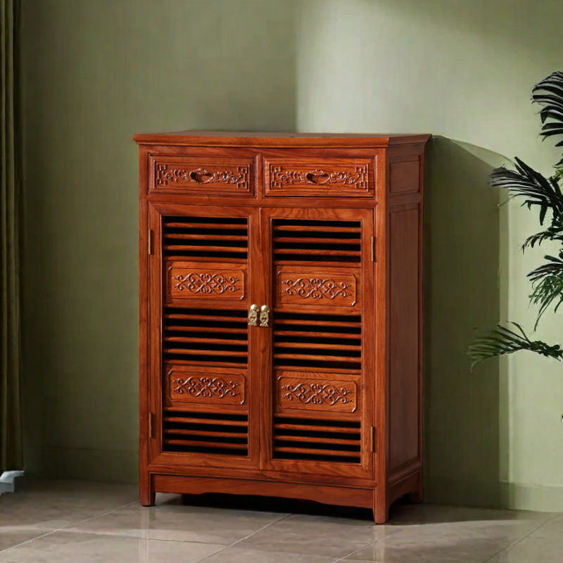 Armoire de rangement en bois massif durable et ferme avec charme antique pour 9 paires de chaussures en bois massif