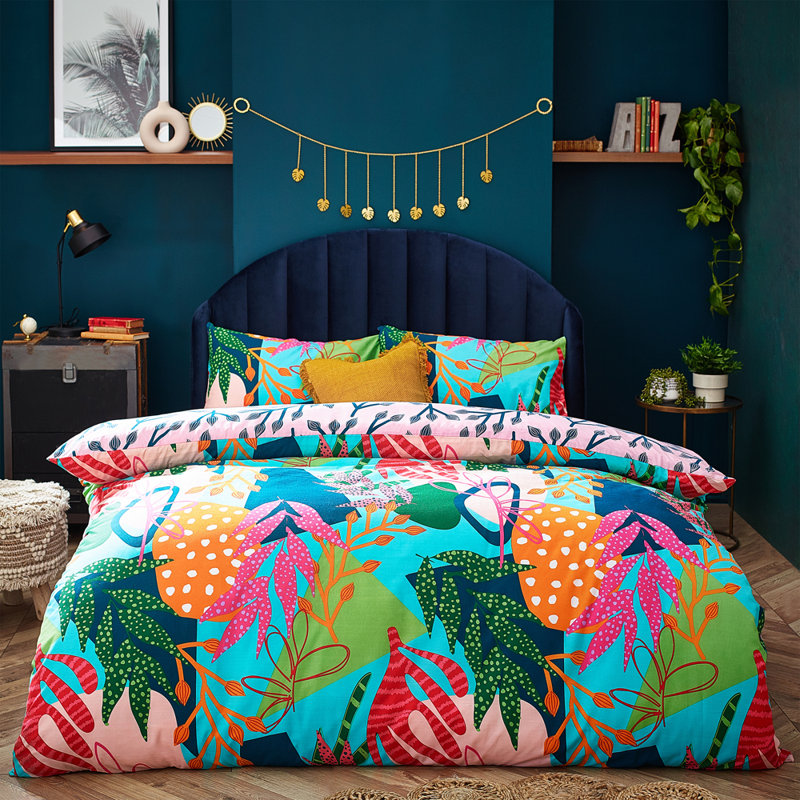 Cotton Blend Floral Duvet Cover Set with Pillowcases Included, Double Duvet Cover + 2 Standard Pillowcases