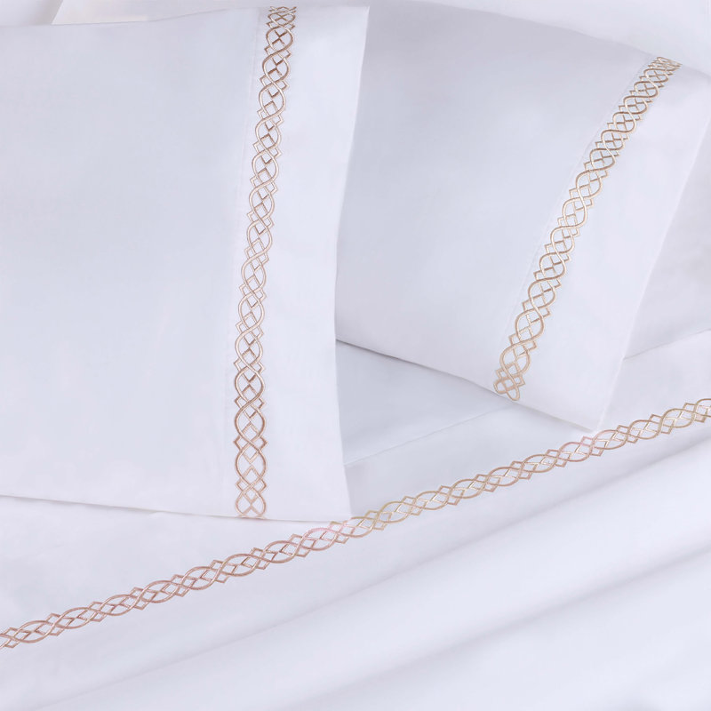 Superior 1000 Thread Count 100% Egyptian Cotton Solid Embroidered Pillocases, King, Charcoal