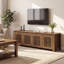 Meuble télé 55 po avec portes pour téléviseur de 65 po, centre de divertissement de ferme avec 8 cubes de rangement pour le salon, la chambre à coucher-134387170