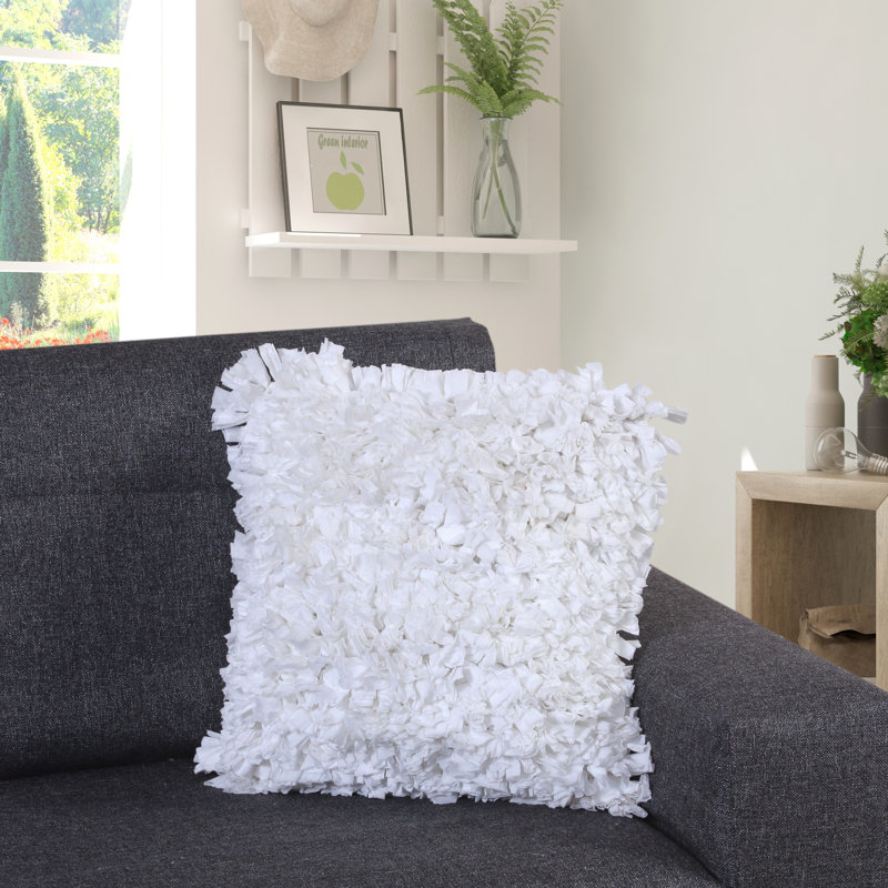Coussin décoratif en coton, Blanc, 20 po x 20 po
