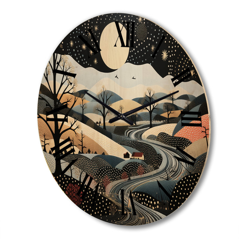 Horloge murale moderne en bois bleu et or, Très grand