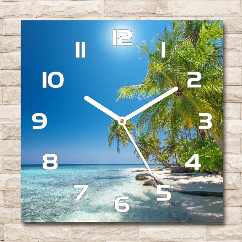 Glass Wall Clock, White/Blue/Green