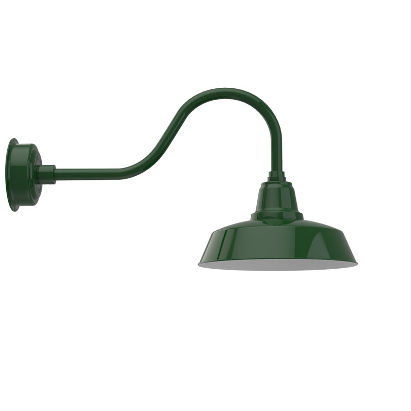 Luminaire de grange d'extérieur à DEL Vandervliet, Vert sauge, H 16,88 po x l 14 po x P 30,75 po