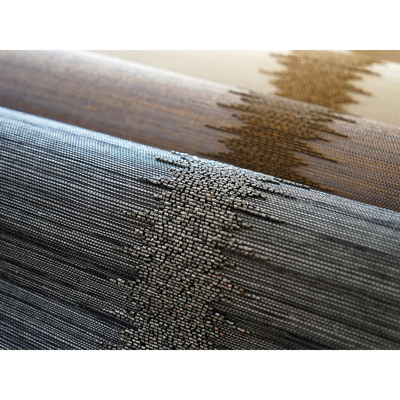 Kingsley Striped Grass Cloth Wallpaper Roll, Carbon