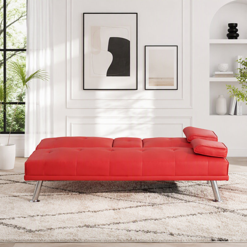 Canapé-lit pliant multifonctionnel avec table basse pour bureau, rouge, Rouge