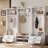 Hall Tree With 7 Hooks, 4 Storage Drawers And 2 Cabinets-159230379