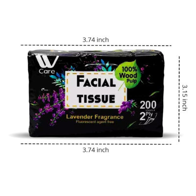 WBM Care Facial Tissues with Lavender Fragrance 2Ply 200 SheetsBox